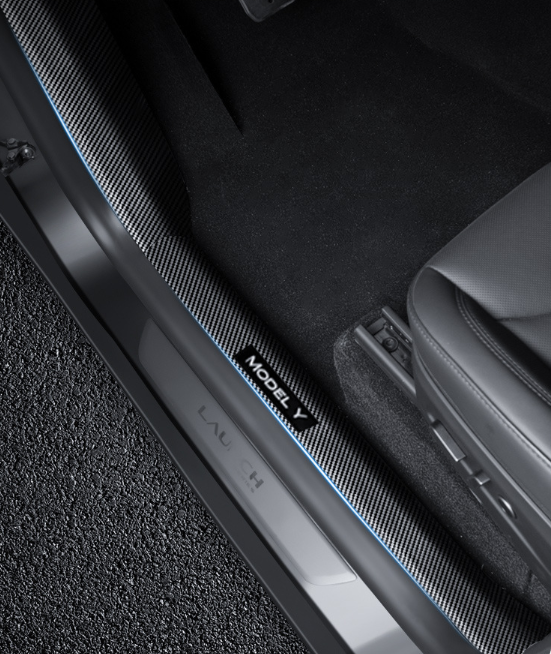 Inner Door Sill Protectors for Tesla Model Y Juniper – Carbon Fiber Style ABS Interior Door Threshold Guards