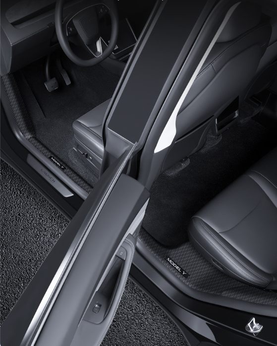 Inner Door Sill Protectors for Tesla Model Y Juniper – Carbon Fiber Style ABS Interior Door Threshold Guards