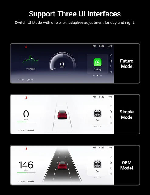 Dashboard Instrument Cluster Display with CarPlay / Android Auto for Tesla Model 3 Highland & Model Y Juniper