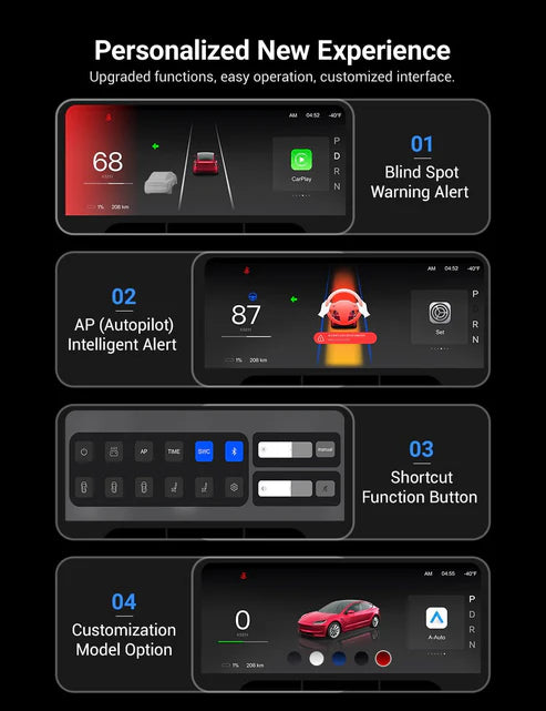 Dashboard Instrument Cluster Display with CarPlay / Android Auto for Tesla Model 3 Highland & Model Y Juniper