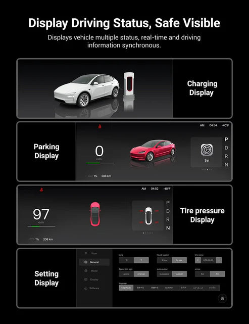Dashboard Instrument Cluster Display with CarPlay / Android Auto for Tesla Model 3 Highland & Model Y Juniper