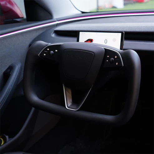 Yoke Steering Wheel for Tesla Model 3 Highland & Model Y Juniper – Flat-Bottom Performance Steering Wheel