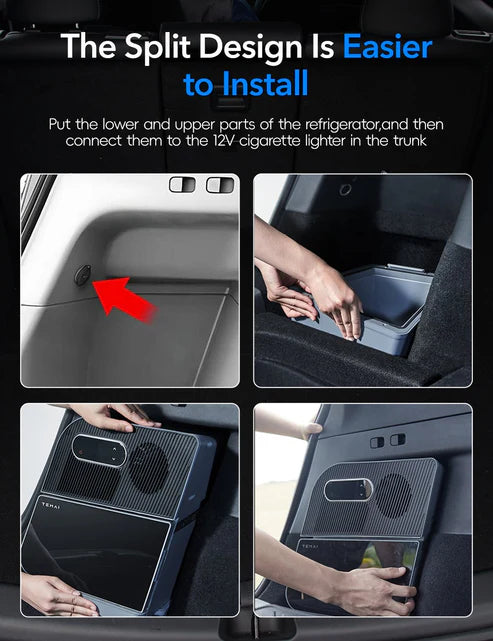 Tesla Model Y Rear Trunk Built-In Car Refrigerator (5-Seater) | 12V Portable Fridge with Digital Control