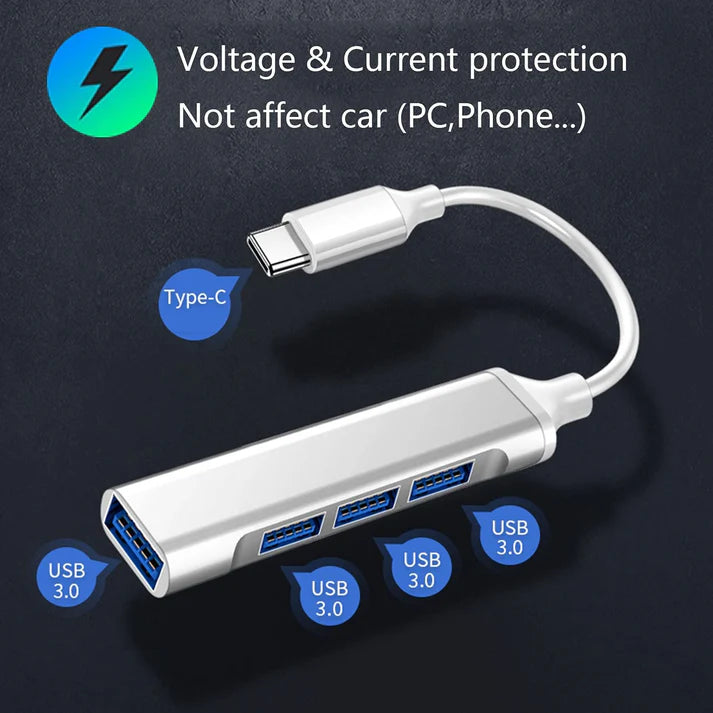 Tesla USB TepyC Hub for Model 3/Y/ 4-in-1 USB 3.0 Port