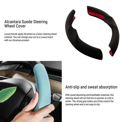 Slim Alcantara Steering Wheel Cover for Model 3 / Y