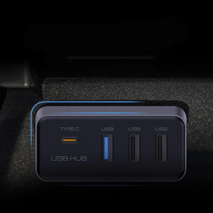 Tesla Model 3 & Model Y Glove Box USB Hub (2021.11+) – Type-C & 3 USB Ports, Dash Cam Ready